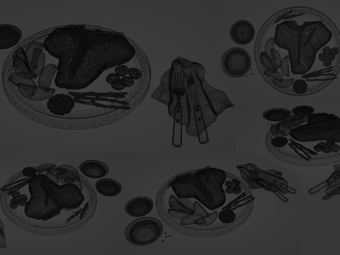 T-Bone Steak 001 3D Model