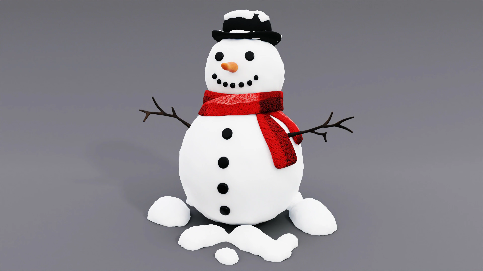 Snowman 001 3D Model .c4d .max .obj .3ds .fbx .stl .blend 