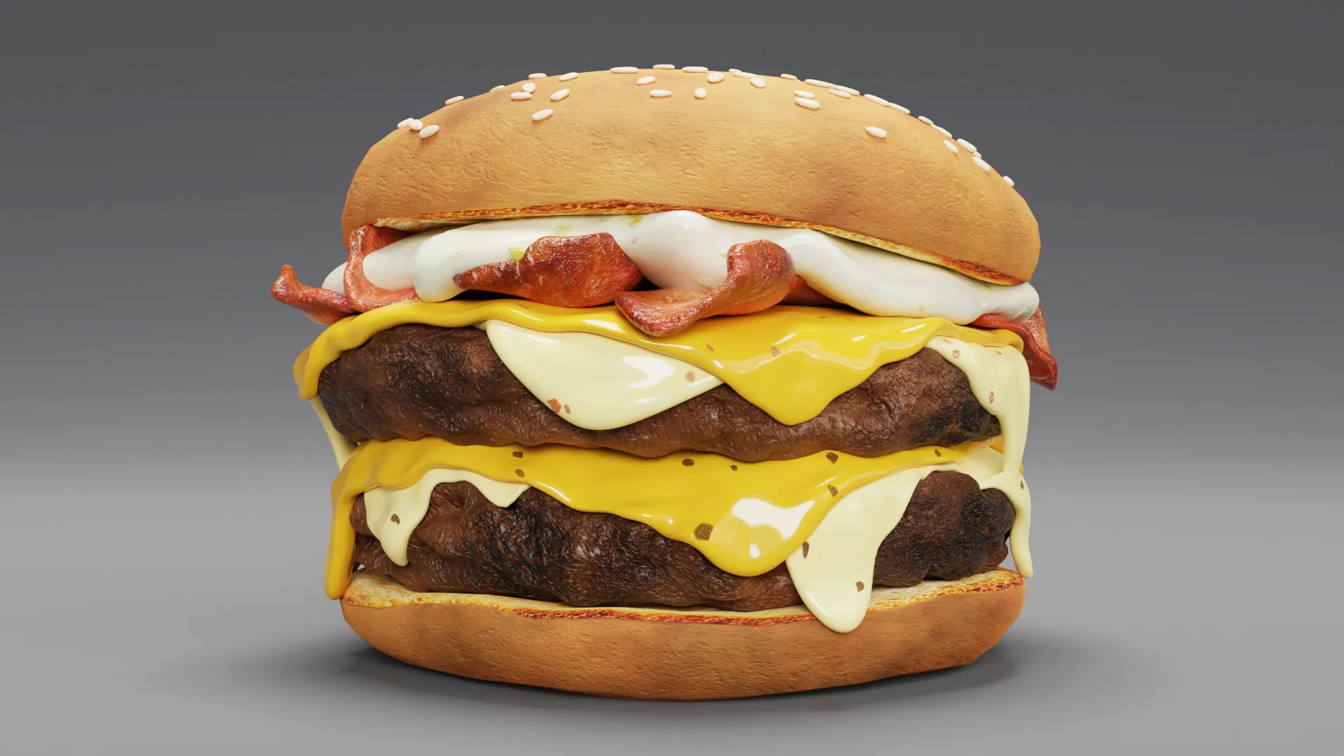 Cheese Burger 001 3D Model .c4d .max .obj .3ds .fbx .stl .blend 