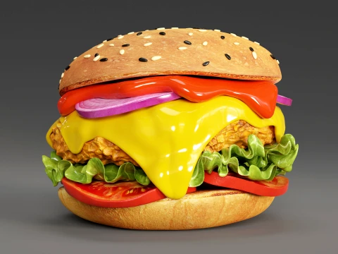 Chicken Burger 001 3D Model