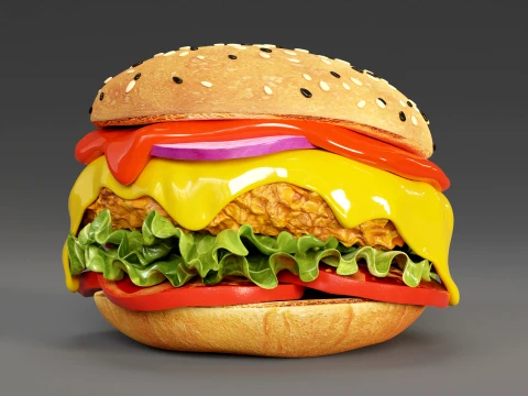 Chicken Burger 001 3D Model