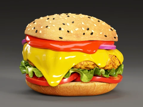 Chicken Burger 001 3D Model
