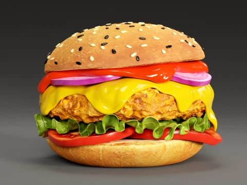 Chicken Burger 001 3D Model