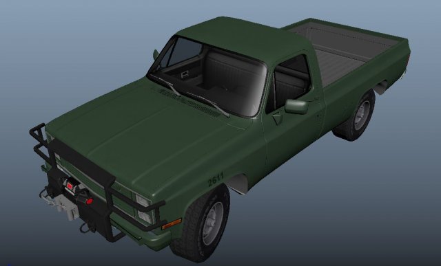 Military pickup 3D Model .c4d .max .obj .3ds .fbx .stl .blend 