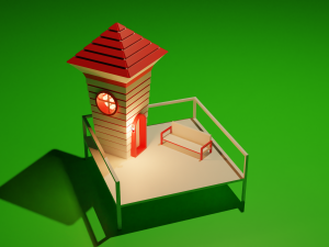 Scandinavian style red white hut designlow poly 3d simple design 3D-Modell