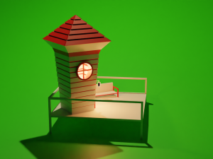 Scandinavian style red white hut designlow poly 3d simple design Modelo 3D