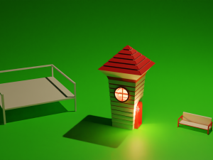Scandinavian style red white hut designlow poly 3d simple design Modelo 3D