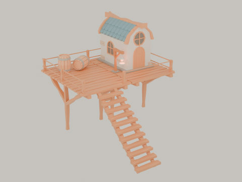 Low polygon sea town house Modelo 3D