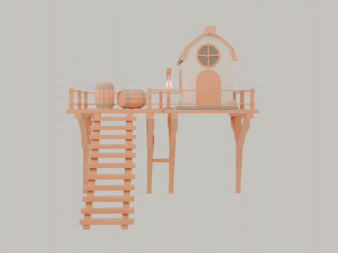 Low polygon sea town house Modelo 3D