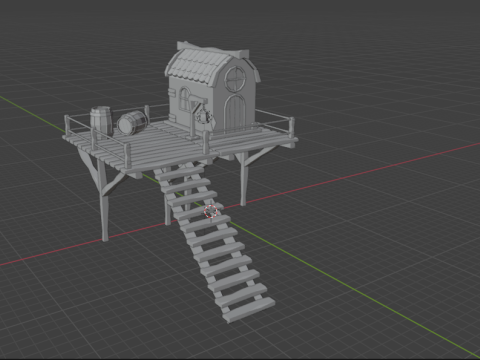 Low polygon sea town house Modelo 3D
