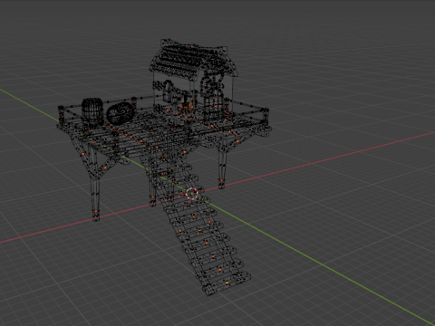 Low polygon sea town house Modelo 3D