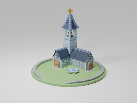 Low poly medieval stylized church 3d Modelo 3D