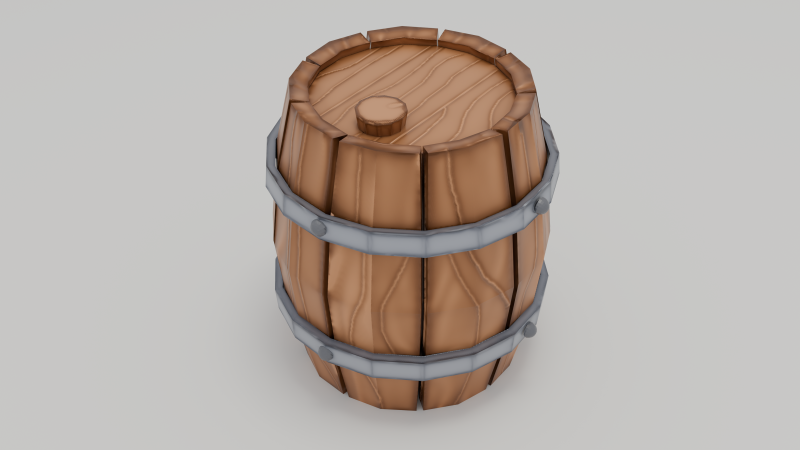 Low polygon wooden barrel stylized drawing model game ready unreal enginepbr textures 3D Модель .c4d .max .obj .3ds .fbx .stl .blend