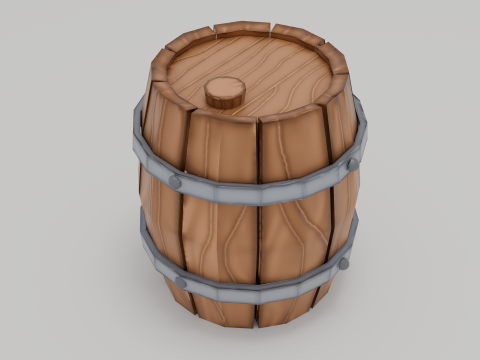 Low polygon wooden barrel stylized drawing model game ready unreal enginepbr textures Model 3D
