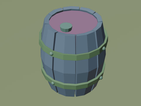 Low polygon wooden barrel stylized drawing model game ready unreal enginepbr textures 3D Модель