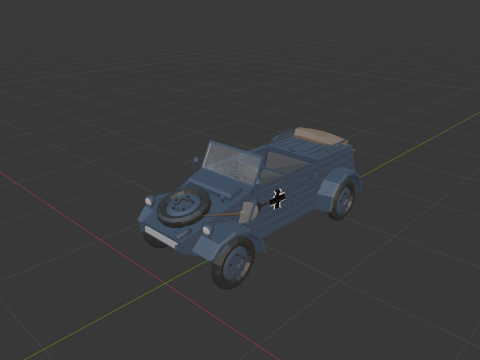 Low Poly WW2 Military Utility Car Stylized Game Ready Vehicle 3Dモデル