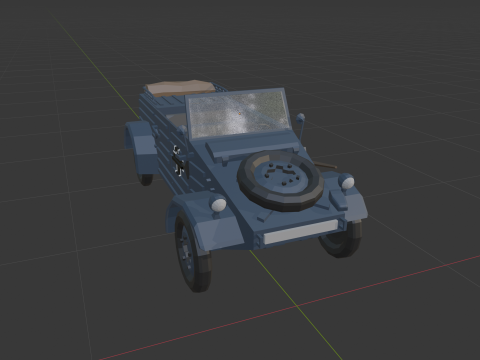 Low Poly WW2 Military Utility Car Stylized Game Ready Vehicle Modelo 3D