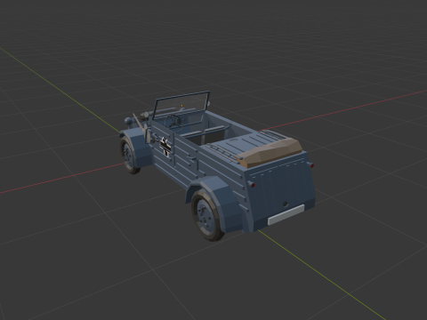Low Poly WW2 Military Utility Car Stylized Game Ready Vehicle Modelo 3D
