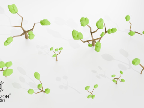 Low Poly Tree Pack Smart UV Atlas Optimized 9 Unique Trees 3Dモデル