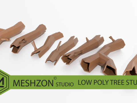 MESHZON Low Poly Tree Stump Pack 7 Stylized Models 3D Model