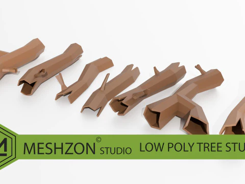 MESHZON 低聚树桩包 7 个风格化模型 3D 模型