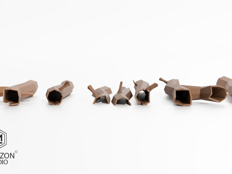 MESHZON Low Poly Tree Stump Pack 7 Stylized Models 3Dモデル