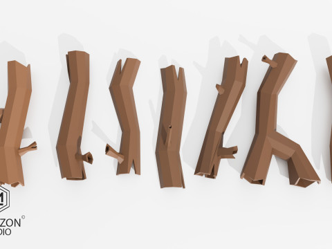 MESHZON Low Poly Tree Stump Pack 7 Stylized Models 3Dモデル