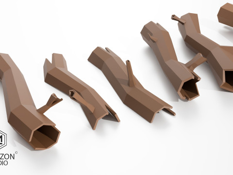 MESHZON Low Poly Tree Stump Pack 7 Stylized Models 3Dモデル