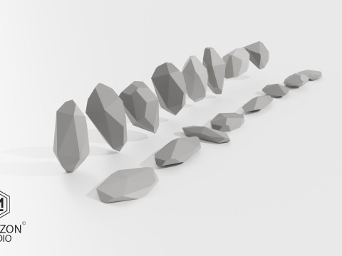 MESHZON Low Poly Stone Pack 16 Stylized Models 3D Модель