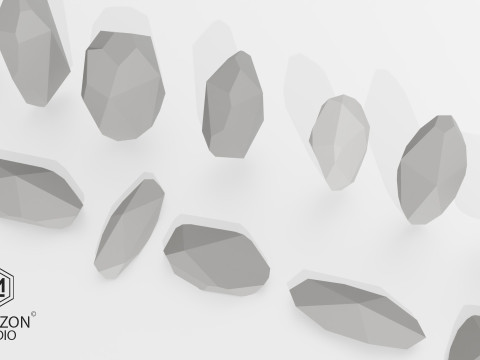 MESHZON Low Poly Stone Pack 16 Stylized Models 3D Модель