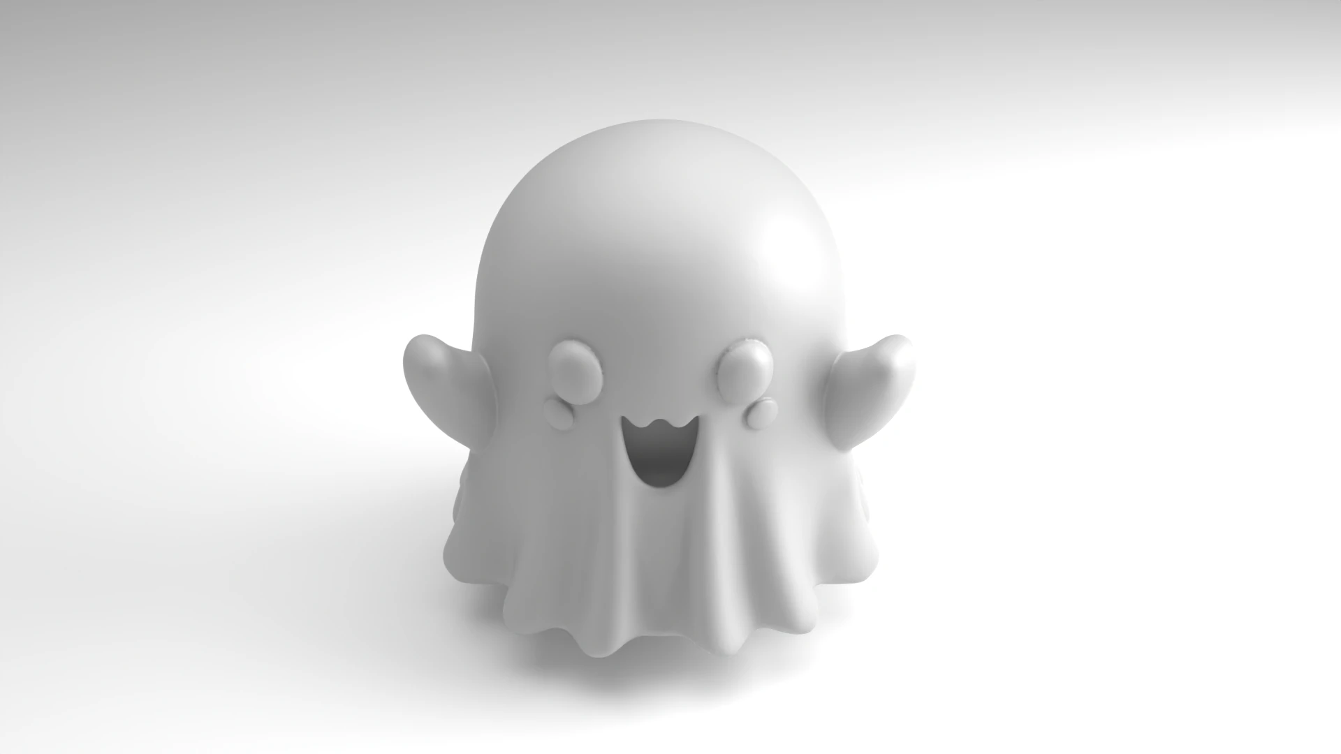 Cute Halloween ghost Figure 3D Printable Model 3D Print Model .c4d .max .obj .3ds .fbx .stl .blend