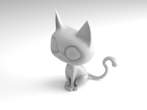 Stylized cat Figure 3D Printable Model 3D Print Model