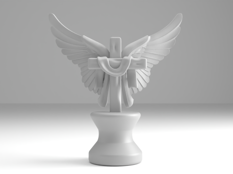 Winged Cross Figure 3D Printable Model Modèles 3D en vedette