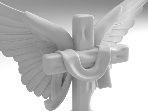 Winged Cross Figure 3D Printable Model Modèles 3D en vedette