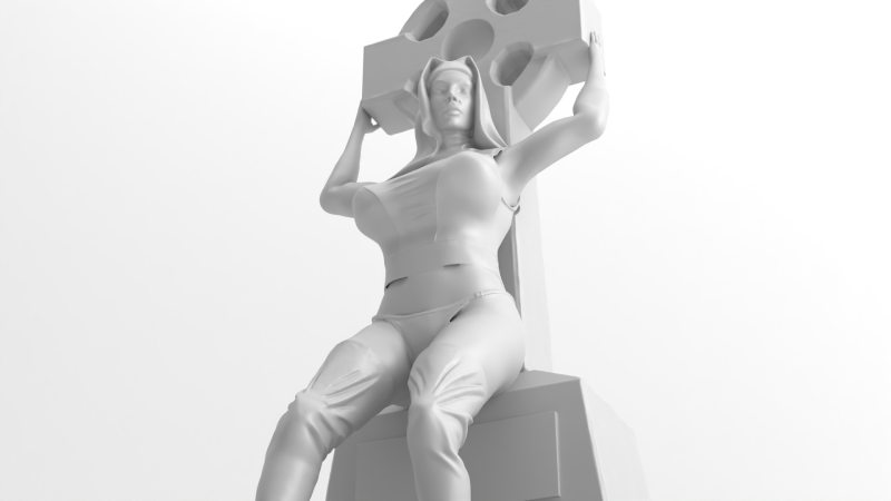 Adult nun figure 3D Printable Model Modelo de Impressão 3D .c4d .max .obj .3ds .fbx .stl .blend