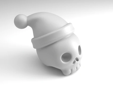 Christmas skull Figure 3D Printable Model 3D Print Model