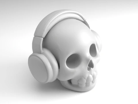 Skull with Headphones Figure 3D Printable Model 3D Print Model