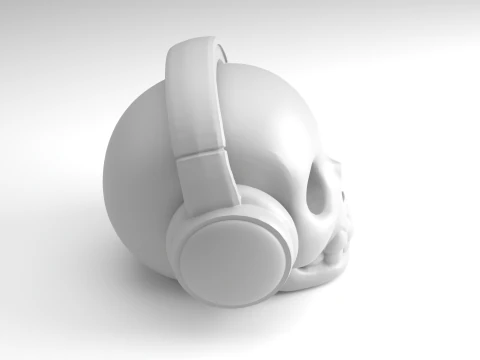 Skull with Headphones Figure 3D Printable Model 3D Print Model