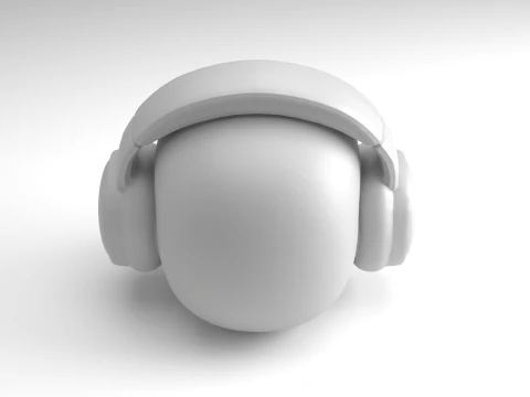 Skull with Headphones Figure 3D Printable Model 3D Print Model