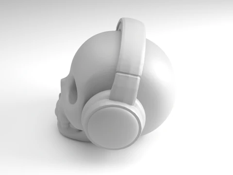 Skull with Headphones Figure 3D Printable Model 3D Print Model