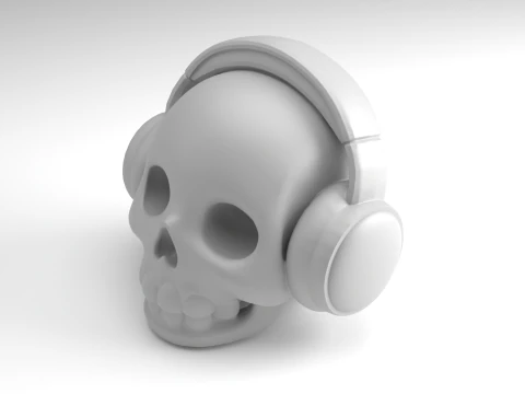 Skull with Headphones Figure 3D Printable Model 3D Print Model