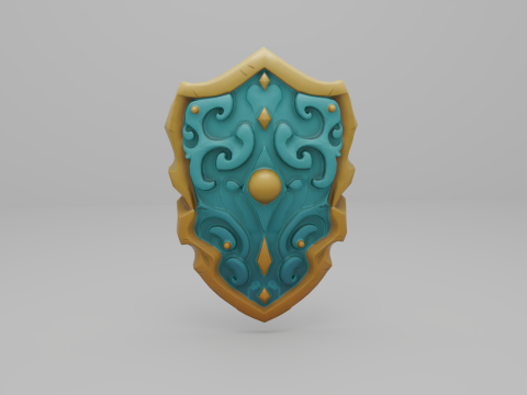 Escudo de fantasia estilizado pronto para jogo Unity Unreal Modelo 3D