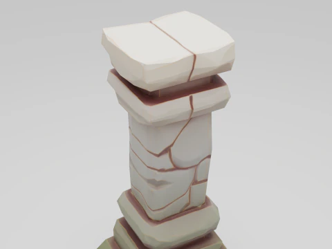 Stylized Fantasy Stone Column Game Ready Textured Unity Unreal Compatible 3D Model