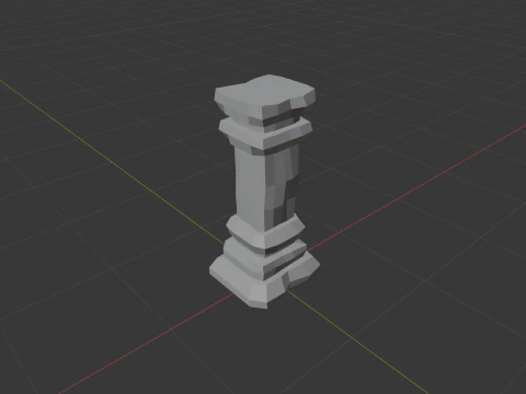 Stylized Fantasy Stone Column Game Ready Textured Unity Unreal Compatible 3D Model