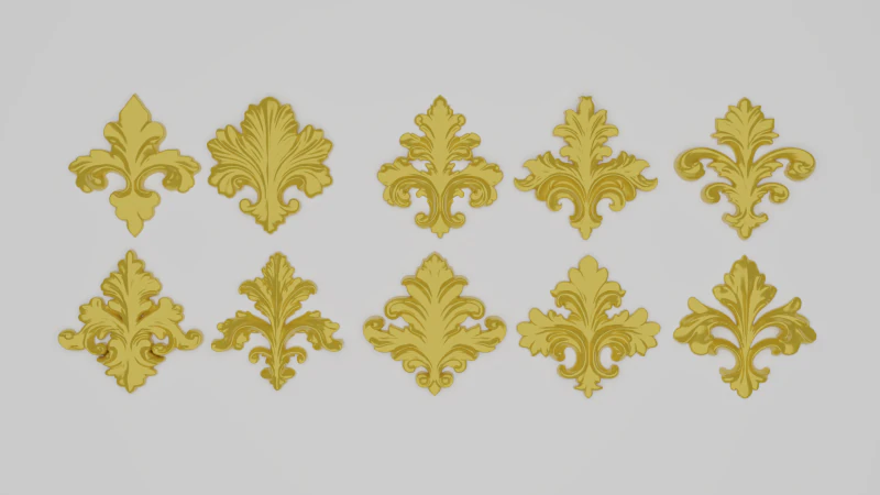 Коллекция декоративных рельефных мотивов, модели для 3D-печати, 10 дизайнов 3D Принт Модель .c4d .max .obj .3ds .fbx .stl .blend 
