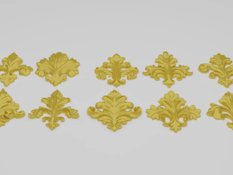 Коллекция декоративных рельефных мотивов, модели для 3D-печати, 10 дизайнов 3D Принт Модель