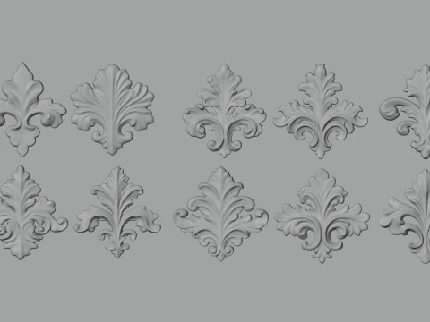 Коллекция декоративных рельефных мотивов, модели для 3D-печати, 10 дизайнов 3D Принт Модель