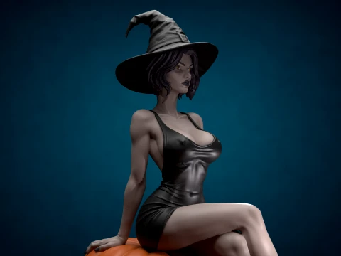 Halloween Witch Figure 3D Printable Model 3D Print Model
