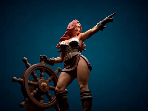 Pirate Captain Woman Figure 3D Printable Model 3D Print Model