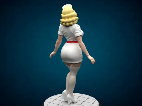 ビンテージ ピンナップ ナース フィギュア - 3D 印刷可能モデル 3Dプリントモデル
